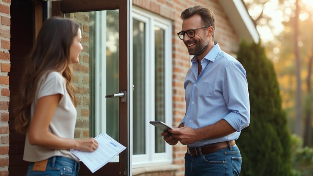 Homeowner discusses upgrades with a professional, focusing on the ROI of vinyl windows.